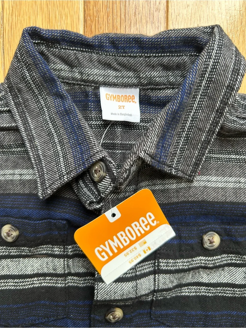 Gymboree Boys 2T Striped Flannel Button Down Shirt NWT Western Fall 100% Cotton